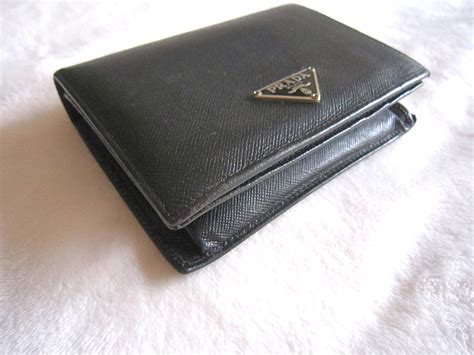 prada saffiano triangle bi fold tab wallet|Black Saffiano Leather Wallet .